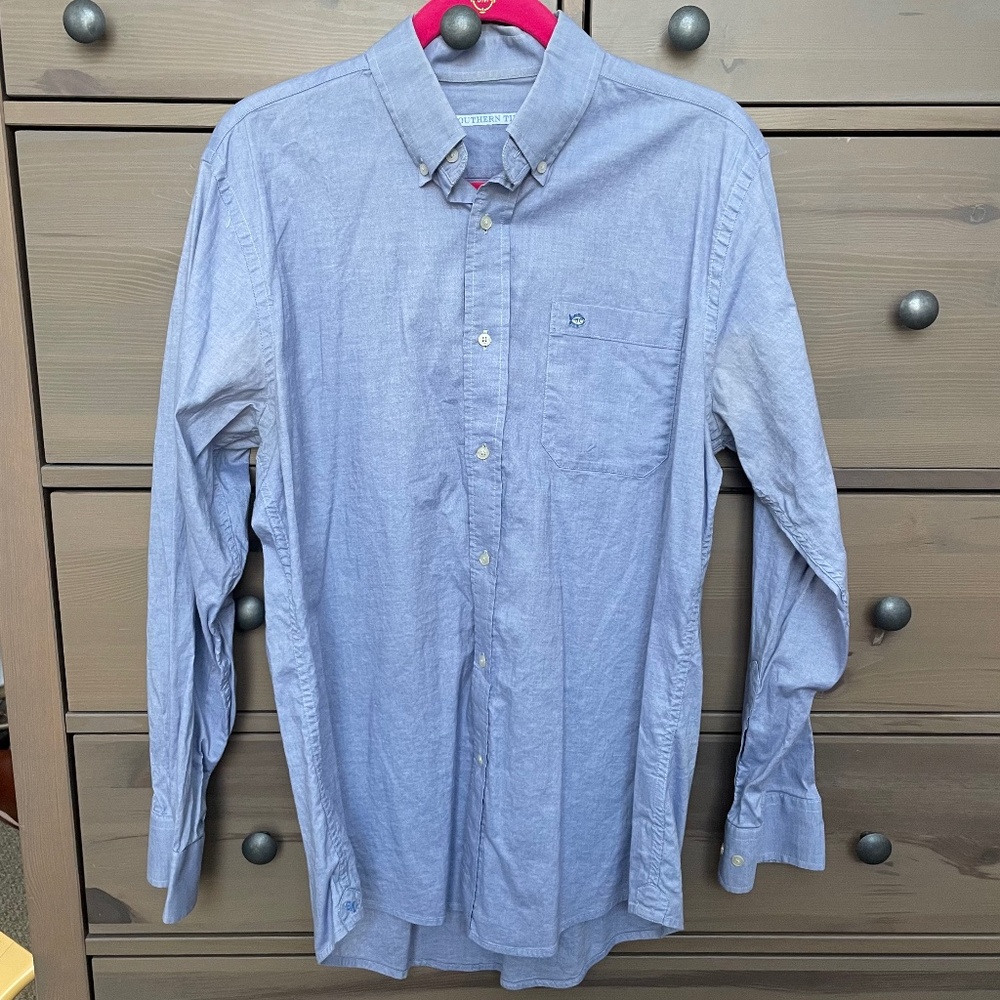 Southern Tide Mens Blue Button Down Oxford Size Medium